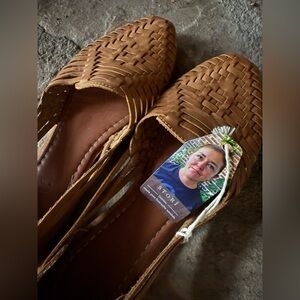 Stori Women's Tan Woven Huaraches Sandals